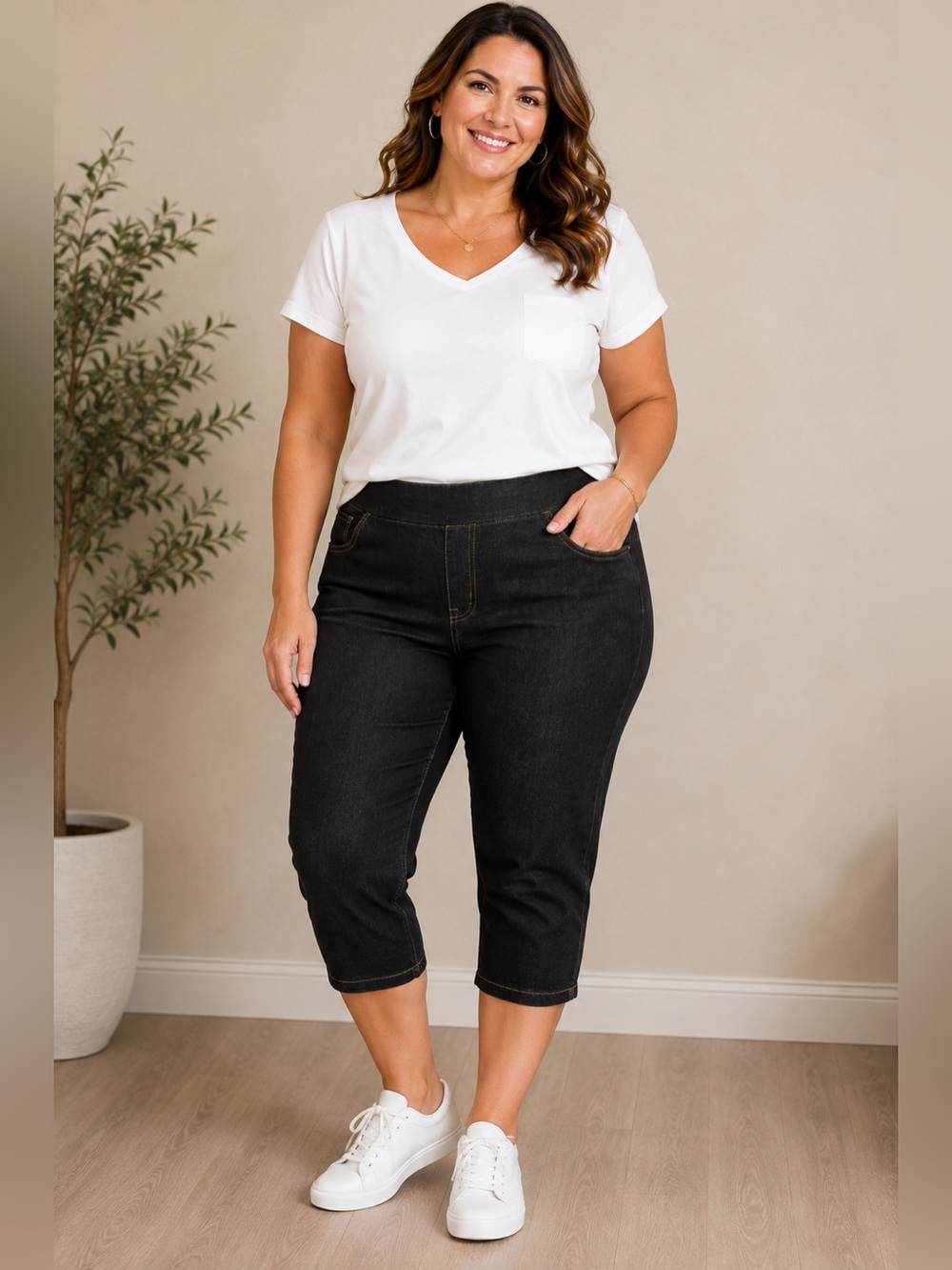 Woman Within High-Rise Pull-On Denim Jean Plus 26 Black Stretch NWOT